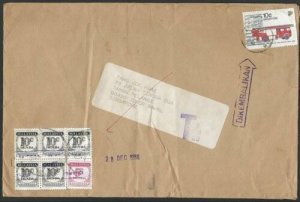 MALAYSIA 1988 cover ex Singapore with postage dues returned to sender......10065 