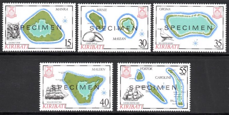 Kiribati - 1986 Island Maps SPECIMEN Set MNH** SG 256-260