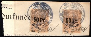 1912 Germany Prussia Revenue 50 Pfennig General Stamp Duty w/Official Cancel