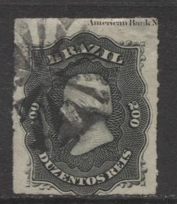 Brazil - Scott 66 - Dom Pedro Issue -1877 - Rouletted - Used- Single 200r Stamp