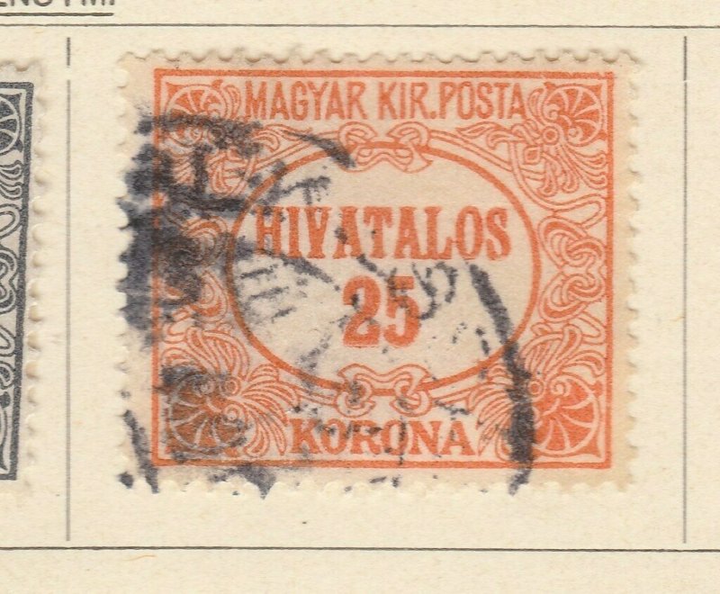 A6P8F52 Ungarn Hongrie Hungría Hungary Official Stamp 1921-23 25k used