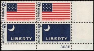 US #1345-46 HISTORIC FLAGS MNH LR PLATE BLOCK #30311