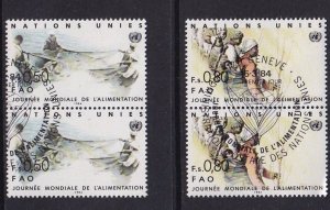 United Nations Geneva  #122-123  cancelled  1984 world food day in pairs