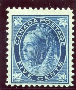 Canada 1897 QV 5c deep blue/bluish MLH. SG 146. Sc 70.