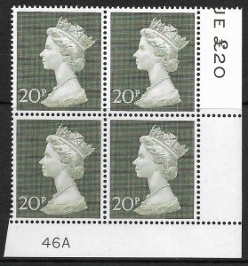 1970 20p Decimal Machin Cylinder 46A UNMOUNTED MINT