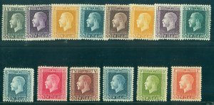 NEW ZEALAND #145a-159b, Complete set, p.14x14 1/2, NH/LH, Scott $181.00