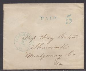 **CSA Cover, Charlottesville, VA, Handstamped, Paid 5, 7/5/1861