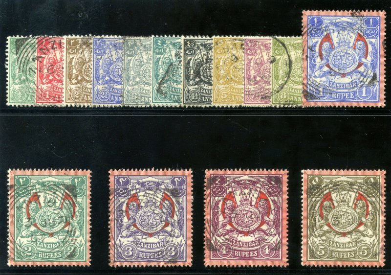 Zanzibar 1904 KEVII set complete very fine used. SG 210-224. Sc 79-93.