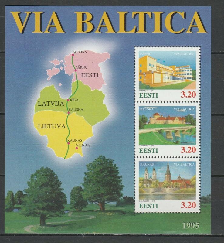 Estonia 1995 Architecture Via Baltica MNH Block