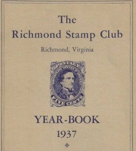 A. DIETZ: RICHMOND STAMP CLUB YEAR-BOOK w CSA #4 from his proof printed on face!