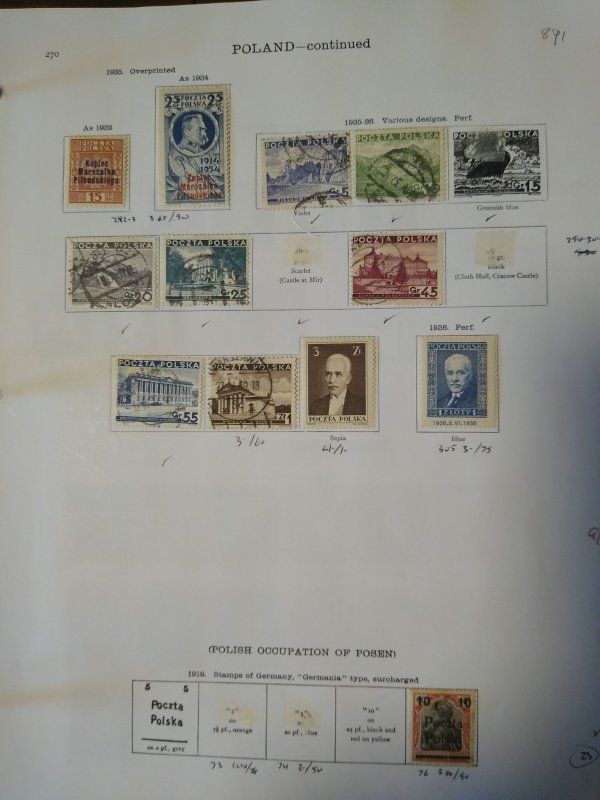 collection on pages Poland 1919-35 CV $180