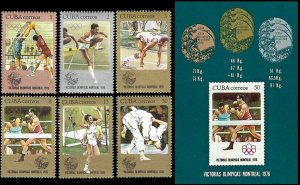 Cuba Sc# 2106-2112 OLYMPIC  MEDAL WINNERS Montreal  CPL SET of 6  + SS 1976  MNH