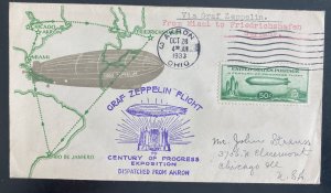 1933 Akron USA LZ 127 Graf Zeppelin cover To Chicago IL Century Of Progress #C18