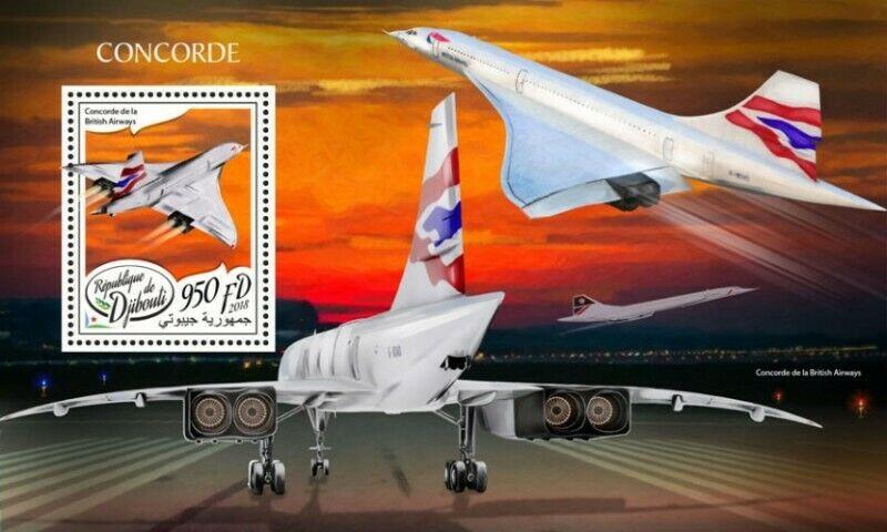 Djibouti - 2018 Concorde Plane - Stamp Souvenir Sheet - DJB18104b