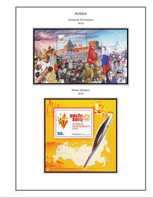 COLOR PRINTED RUSSIA 2011-2013 STAMP ALBUM PAGES (64 illustrated pages)