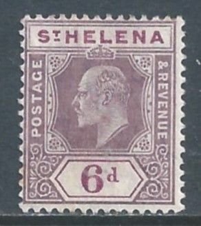 St. Helena #58a MH 6p King Edward VII - Wmk. 3 - Chalky Paper