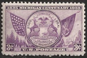 # 775 MINT NEVER HINGED MICHIGAN CENTENARY