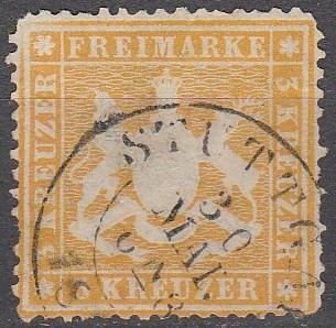 Wurttemberg #25 F-VF Used  CV $65.00  (K1730)