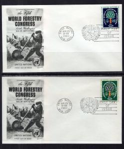 UN New York 81-82 Forestry Fleetwood Set of Two U/A FDCs