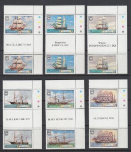 Tuvalu Sc 151-156 MNH. 1981 Ships cplt, choice matched Gutter Pairs, VF+