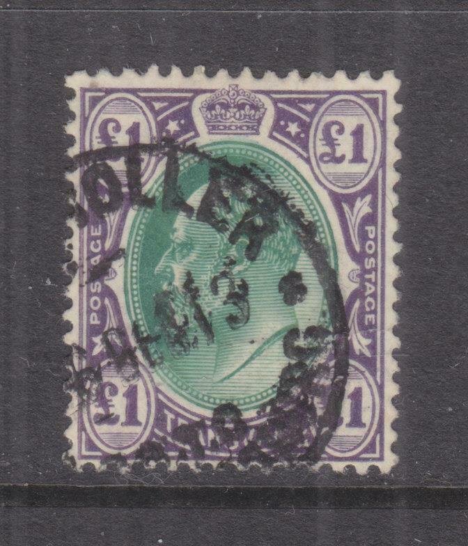 TRANSVAAL, 1908 KEVII, Mult. CA, One Pound Green & Violet,Telegraph cancel.