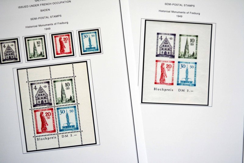 COLOR PRINTED OCCUPIED GERMANY 1945-1949 STAMP ALBUM PAGES (50 illustr. pages)