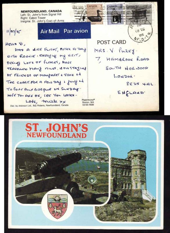 Canada #8699-Canada cover- 64c wood stove + 3c lantern + 1c decoy-p/c to England