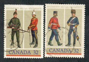 Canada #1007 - 1008 used singles