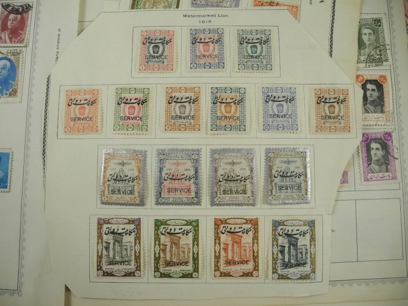 PERSIA, old time assortment of Stamps hinged on remainder/overlapping pages