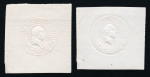 SCOTT #U529 - 6C ORANGE WASHINGTON CUT SQUARES USED NYC CANCELS (LOT OF 2) 1932