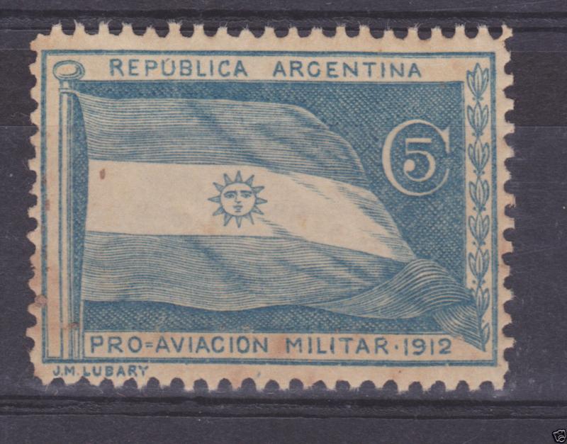 Argentina air mail poster stamp cinderella national emblem flag - mlh stamp