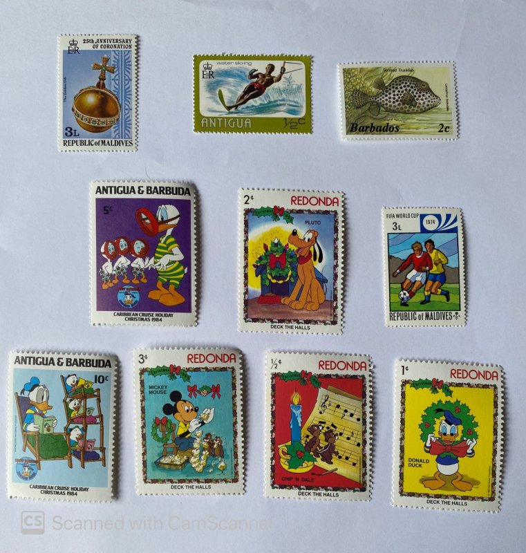 LOT OF 10 STAMPS, MNH , DIFFERENT COUNTRIES, & TOPICS