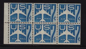 1958 Airmail Sc C51a booklet pane 7c blue jet MNH fresh OG (B2