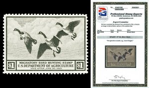 Scott RW3 1936 $1.00 Duck Stamp Mint Graded VF 80 NH Cat $325 with PSE CERT!