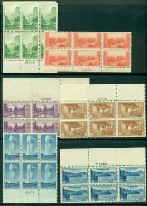 US #740-9 National Parks set, Complete in Plate No. Blocks of 6, NH Scott $100.