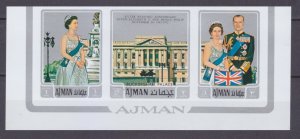 1971 Ajman 1010-1012bstrip+Tab Queen Elizabeth II and Prince Philip 10,00 €