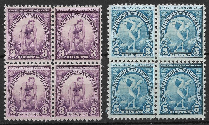 Doyle's_Stamps: MNH 1932 Blocks for L.A. Olympic Games, Scott #718** & #719**