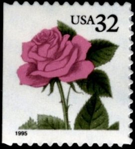 1995 32c Pink Rose, Booklet Single Scott 2492 Mint F/VF NH