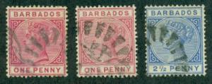 Barbados #61, 61a, 62  Used  Scott $5.80