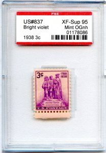 US SCOTT #837 MINT-XF-SUP-OG-NH GRADED 95 PSE ENCAPSULATED SMQ $25 (8/14/24 GP)