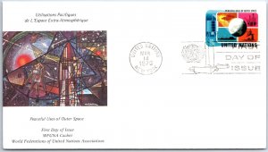 UN UNITED NATIONS FIRST DAY COVER PEACEFUL USES OF OUTER SPACE CACHET #5