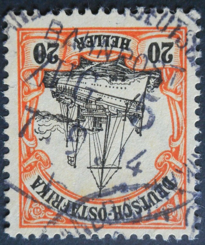 German East Africa 1905 Twenty Heller with BAHN ZUG 5b postmark