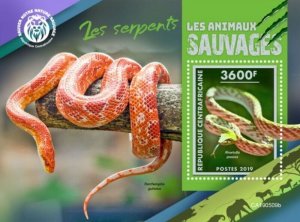 Central Africa - 2019 Snakes on Stamps - Stamp Souvenir Sheet - CA190509b