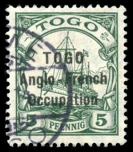 Togo 1914 KGV 5pf green very fine used. SG H15. Sc 49.