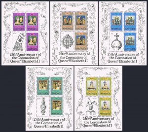 Barbuda 349a-353a,MNH.Mi 400b-404b bogens. QE II Coronation-25,1978.Portraits.