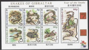 Gibraltar MNH S/S 870a Snakes Of Gibraltar 2001