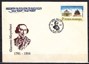Romania, OCT/91 issue. Composer G. Meyerbeer, Cachet & Cancel on Cover.
