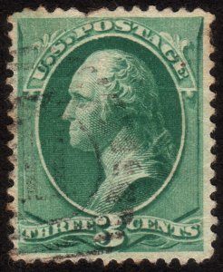 1881, US 3c, Washington, Used, creased, Sc 207