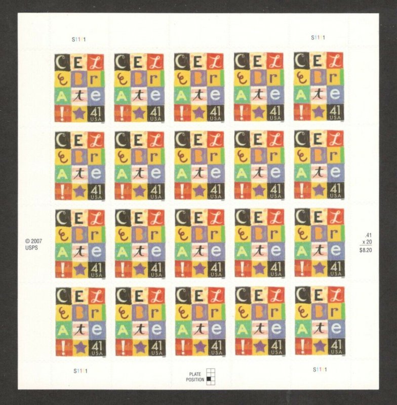 4196 Celebrate Sheet Of 20 Mint/nh Selling At Face