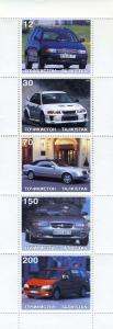 Tajikistan 1998 CLASSIC CARS Strip (5) Perforated Mint (NH)